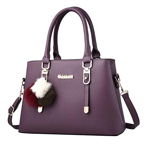 ZZHZGZ Damen Tote Bag Handtasche Damentasche Elegante Lässige Umhängetasche aus Große Kapazität Handtasche Mode (Purple, One Size) von ZZHZGZ
