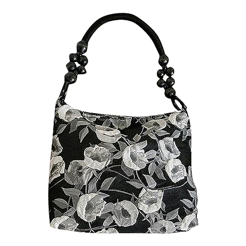 ZZHZGZ Damen Tote Bag Handtasche Frauen Umhängetasche Mode Muster Vintage Einfache Leinwand Große Kapazität Praktische Schnalle Tasche (Black, One Size) von ZZHZGZ