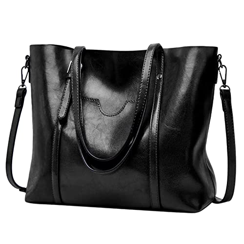 ZZHZGZ Damen Tote Bag Handtasche Handtaschen für Damen, große Designer-Damentasche, Geldbörse aus (Black, One Size) von ZZHZGZ