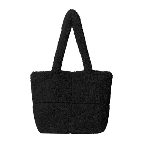 ZZHZGZ Damen Tote Bag Handtasche und Winter Umhängetasche koreanische große Kapazität Plüschtasche (Black, One Size) von ZZHZGZ