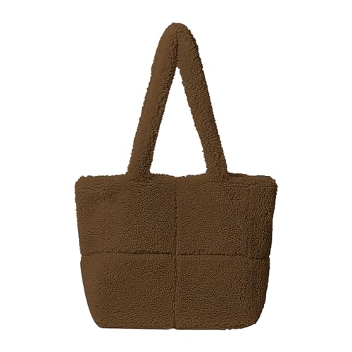ZZHZGZ Damen Tote Bag Handtasche und Winter Umhängetasche koreanische große Kapazität Plüschtasche (Coffee, One Size) von ZZHZGZ