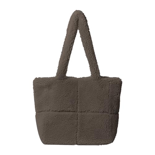 ZZHZGZ Damen Tote Bag Handtasche und Winter Umhängetasche koreanische große Kapazität Plüschtasche (Grey, One Size) von ZZHZGZ