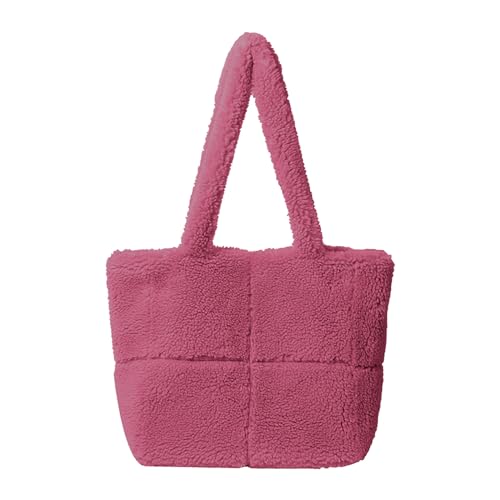 ZZHZGZ Damen Tote Bag Handtasche und Winter Umhängetasche koreanische große Kapazität Plüschtasche (Hot Pink, One Size) von ZZHZGZ
