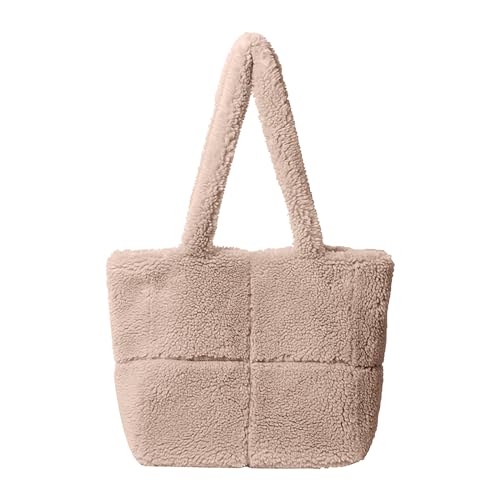 ZZHZGZ Damen Tote Bag Handtasche und Winter Umhängetasche koreanische große Kapazität Plüschtasche (Khaki, One Size) von ZZHZGZ