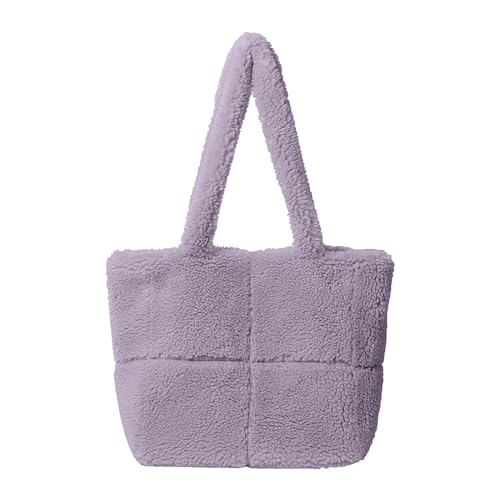 ZZHZGZ Damen Tote Bag Handtasche und Winter Umhängetasche koreanische große Kapazität Plüschtasche (Purple, One Size) von ZZHZGZ