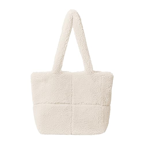ZZHZGZ Damen Tote Bag Handtasche und Winter Umhängetasche koreanische große Kapazität Plüschtasche (White, One Size) von ZZHZGZ