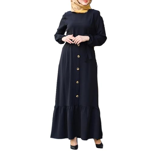 ZZHZGZ Gebetskleidung für Frauen Abaya Damen Kleider Muslim Kleid Damen Türkisch Muslimische Lang Kleider Set, Abaya Jilbab, Islamische Burka, Ramadan (Schwarz, XXL) von ZZHZGZ