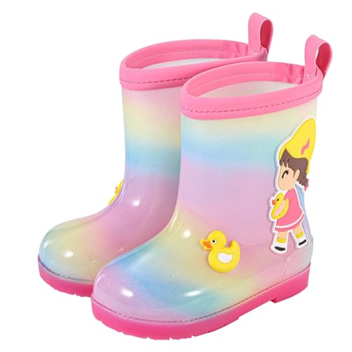 ZZHZGZ Gummistiefel MäDchen 24 Gummistiefel Kinder Wasserdichte Stiefel Regenschuhe für Kleinkinder Jungen Mädchen 1-8 Jahre Kinder Gummistiefel MäDchen von ZZHZGZ