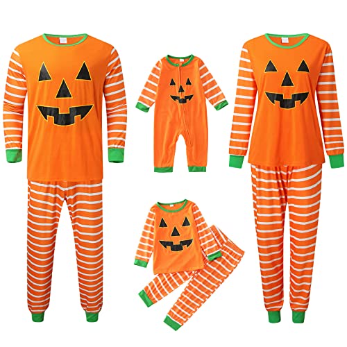 ZZHZGZ Halloween Pyjama Familien Damen Herren Kinder Jumpsuit Kuschelig Hoodie mit Reißverschluss Kapuze Schlafanzug Set Einteiler Nachtwäsche Overall Hausanzug für die ganze Familie (Dad, 02, XXL) von ZZHZGZ