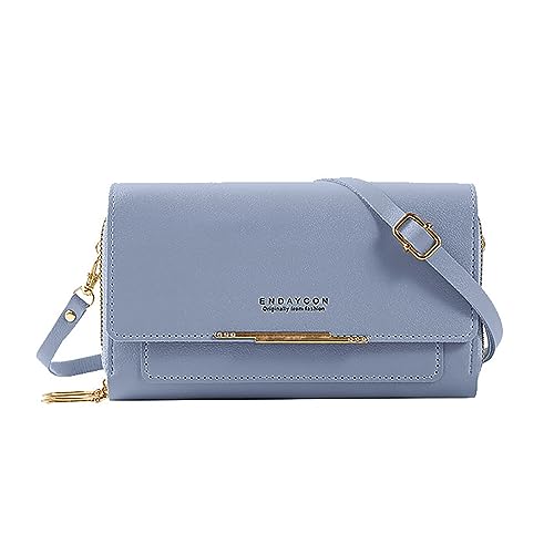 ZZHZGZ Umhängetaschen Damen Crossbody Bag 2023 frauen Brieftasche Koreanische Multifunktionale Schulter Tasche Medium Lange Clutch Tasche Geldbörse (Blue, One Size) von ZZHZGZ