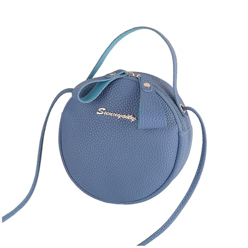 ZZHZGZ Umhängetaschen Damen Crossbody Bag Damentasche, niedliche kleine runde Tasche, Schultertasche, Umhängetasche, Kosmetiktasche (Blue, One Size) von ZZHZGZ