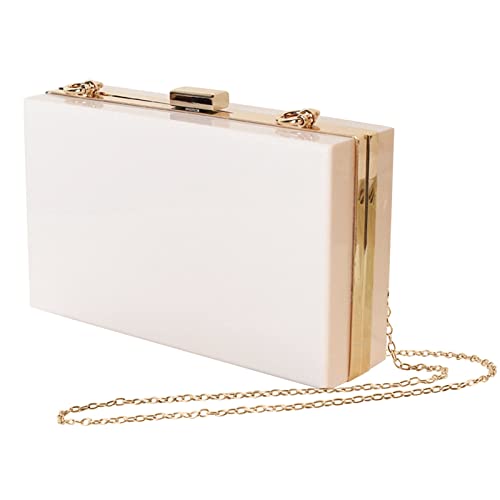 ZZHZGZ Umhängetaschen Damen Crossbody Bag Gestreifte bunte Party-Dinner-Damen-Handtasche mit Ketten-Acryl-Taschen-Aufbewahrungs-Organizer (White, One Size) von ZZHZGZ