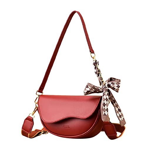 ZZHZGZ Umhängetaschen Damen Crossbody Bag Kleine Crossbody-Handtaschen für Frauen Mehrzweck-weiche Umhängetasche Leichte Retro-Einkaufstasche (Red, One Size) von ZZHZGZ