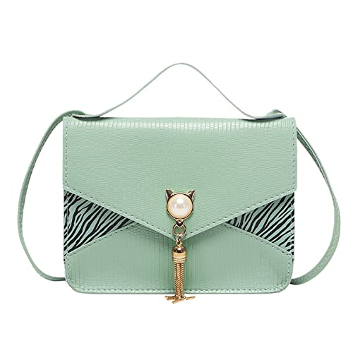 ZZHZGZ Umhängetaschen Damen Crossbody Bag Mode Frauen Kunstleder Quaste Tasche Handytasche Umhängetasche Messenger Bag Handytasche (Green, One Size) von ZZHZGZ