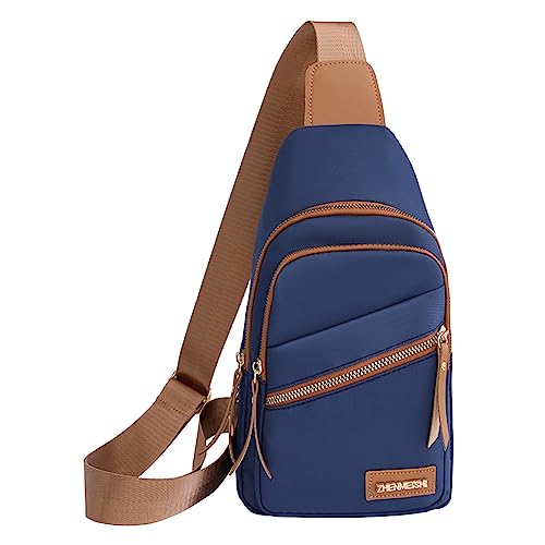 ZZHZGZ Umhängetaschen Damen Crossbody Bag damen-brusttasche, weiches ledergefühl, umhängetasche, große kapazität, einfache retro-schultertasche, reisetasche (Blue, One Size) von ZZHZGZ