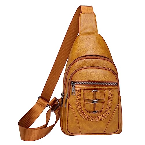 ZZHZGZ Umhängetaschen Damen Crossbody Bag damen-brusttasche, weiches ledergefühl, umhängetasche, große kapazität, einfache retro-schultertasche, reisetasche (Yellow, One Size) von ZZHZGZ
