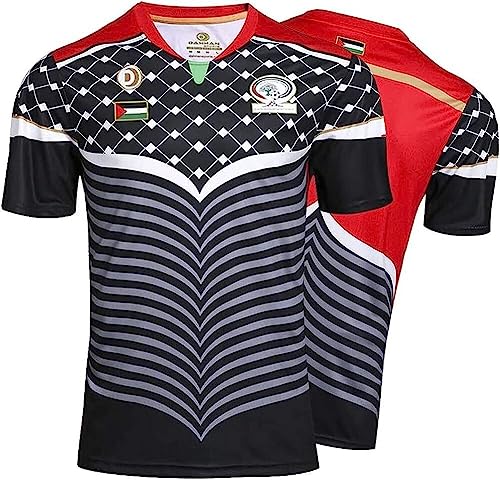 ZZJDBF Herren-Shirts 2019 Palästina-Rugby-Trikot, Palästina-Poloshirt, Trainings-T-Shirt, Fußball-Sport-Top, bestes Geburtstagsgeschenk, T-Shirts für Jungen, Schwarz , S von ZZJDBF
