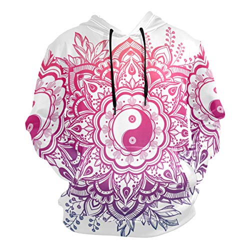 Chinesischer Stil Yin Yang Hoodie für Pullover Lange Ärmel Dünn Workout Sweatshirts Gr. 42, multidünn von ZZKKO