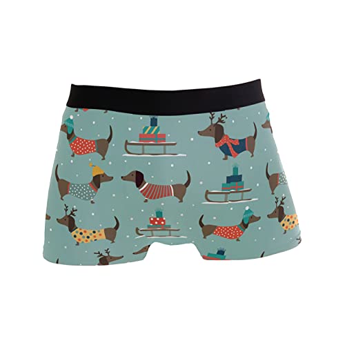 ZZKKO Dackel Snow Herren-Boxershorts, atmungsaktiv, dehnbar, mit Beutel, grün, M von ZZKKO