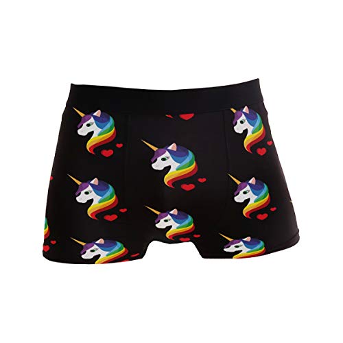 ZZKKO Herren-Boxershorts mit Einhorn-Motiv, atmungsaktiv, Stretch, mit Tasche, S-XL Gr. L, Schwarz von ZZKKO