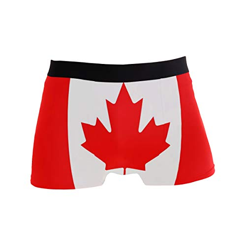 ZZKKO Herren Boxershorts mit Kanada-Flagge, atmungsaktiv, Stretch, Boxershorts mit Tasche S-XL Gr. L, rot von ZZKKO