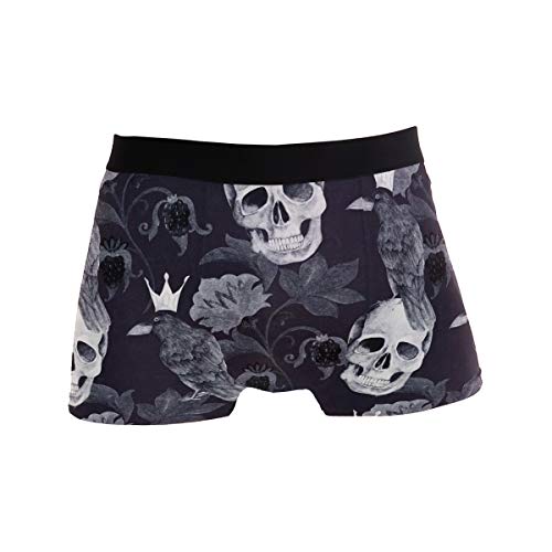 ZZKKO Herren Unterhose mit Totenkopf und Krähe, atmungsaktiv, Mehrfarbig Gr. X-Large, Mehrfarbig von ZZKKO