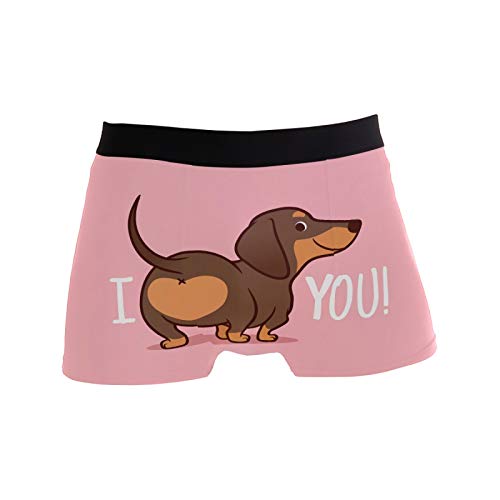 ZZKKO I Love You Dackel Herren-Boxershorts, atmungsaktiv, dehnbar, mit Beutel, rose, L von ZZKKO