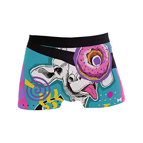 ZZKKO Mode Lustige Giraffe mit Donut Doodle Herren Unterwäsche Boxer Slips Atmungsaktiv Gr. L, mehrfarbig von ZZKKO