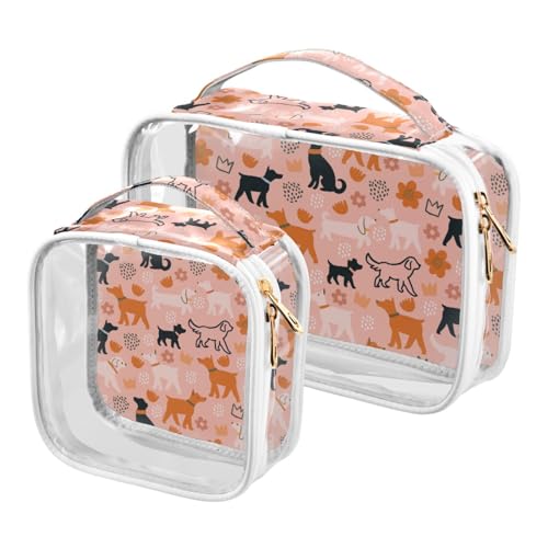 ZZKKO Transparente Make-up-Tasche mit Hunde- und Blumenmotiv, Herbst-Reise-Kulturbeutel, Make-up-Tasche, tragbar, transparent, wasserdicht, Kosmetiktasche mit Reißverschluss und Griff, für Damen und von ZZKKO