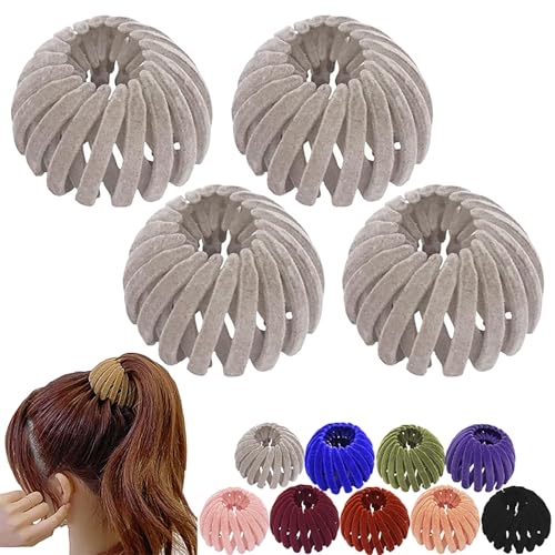 Vogelnest-Haarspange, Vogelnest-Pferdeschwanzspange, Haarschmuck für Frauen, Haarschmuck aus Samt für Frauen und Mädchen (Grau 4pcs) von ZZPXMY