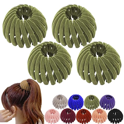 Vogelnest-Haarspange, Vogelnest-Pferdeschwanzspange, Haarschmuck für Frauen, Haarschmuck aus Samt für Frauen und Mädchen (Hellgrün 4pcs) von ZZPXMY