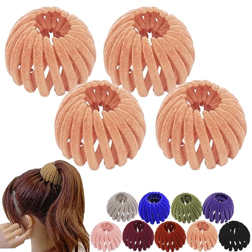 Vogelnest-Haarspange, Vogelnest-Pferdeschwanzspange, Haarschmuck für Frauen, Haarschmuck aus Samt für Frauen und Mädchen (Khaki 4pcs) von ZZPXMY
