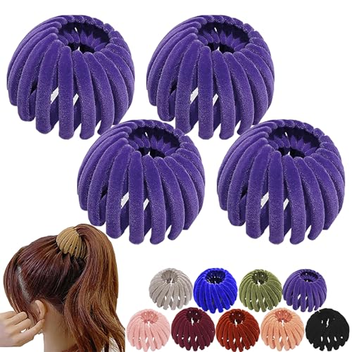 Vogelnest-Haarspange, Vogelnest-Pferdeschwanzspange, Haarschmuck für Frauen, Haarschmuck aus Samt für Frauen und Mädchen (Lila 4pcs) von ZZPXMY