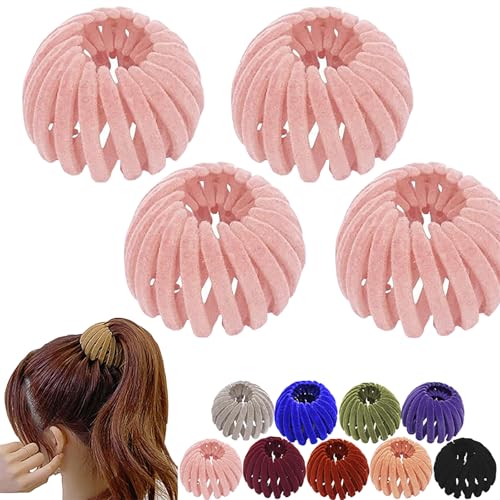 Vogelnest-Haarspange, Vogelnest-Pferdeschwanzspange, Haarschmuck für Frauen, Haarschmuck aus Samt für Frauen und Mädchen (Rosa 4pcs) von ZZPXMY