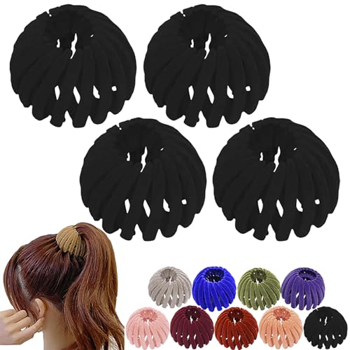 Vogelnest-Haarspange, Vogelnest-Pferdeschwanzspange, Haarschmuck für Frauen, Haarschmuck aus Samt für Frauen und Mädchen (Schwarz 4pcs) von ZZPXMY