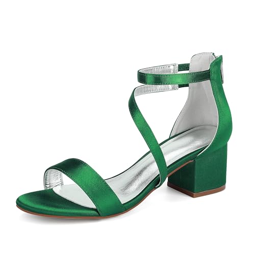 ZZQCCHL Damen Chunky Block Satin Hochzeit Sandalen Knöchelriemen Offene Spitze Brautschuhe Party Sommer Dressy Pumps,Grün,41 EU ZZQCCHL Damen Chunky Block Satin Hochzeit Sandalen Knöchelriemen Offene Spitze Brautschuhe Party Sommer Dressy Pumps,Grün,41 EU von ZZQCCHL