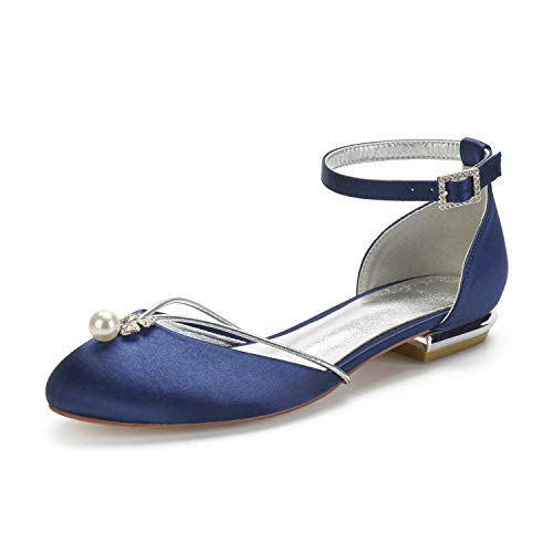 ZZQCCHL Damen Knöchelriemen Brautkleid Flache Schuhe Satin Runde Spitze Brautschuhe Bequeme niedrige Absätze Abendliche Ballpumpen,Marine,41 EU ZZQCCHL Damen Knöchelriemen Brautkleid Flache Schuhe Satin Runde Spitze Brautschuhe Bequeme niedrige Absätze Abendliche Ballpumpen,Marine,41 EU von ZZQCCHL