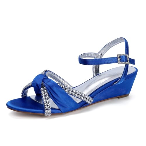 ZZQCCHL Damen Offene Zehe Keil Brautschuhe Satin Knöchelriemen Brautkleid Sandalen Abend Party Hofschuhe,Blau,36 EU ZZQCCHL Damen Offene Zehe Keil Brautschuhe Satin Knöchelriemen Brautkleid Sandalen Abend Party Hofschuhe,Blau,36 EU von ZZQCCHL