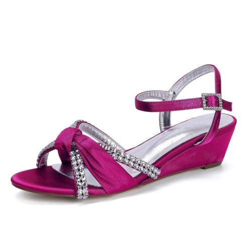 ZZQCCHL Damen Offene Zehe Keil Brautschuhe Satin Knöchelriemen Brautkleid Sandalen Abend Party Hofschuhe,Fuchsia,40 EU ZZQCCHL Damen Offene Zehe Keil Brautschuhe Satin Knöchelriemen Brautkleid Sandalen Abend Party Hofschuhe,Fuchsia,40 EU von ZZQCCHL