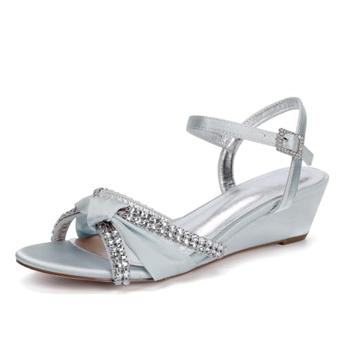 ZZQCCHL Damen Offene Zehe Keil Brautschuhe Satin Knöchelriemen Brautkleid Sandalen Abend Party Hofschuhe,Silber,39 EU ZZQCCHL Damen Offene Zehe Keil Brautschuhe Satin Knöchelriemen Brautkleid Sandalen Abend Party Hofschuhe,Silber,39 EU von ZZQCCHL