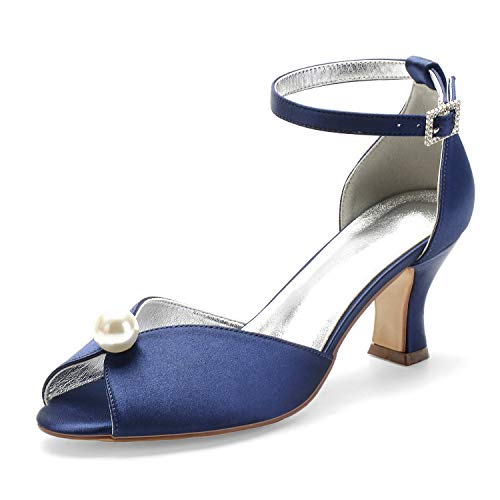 ZZQCCHL Damen Peep Toe Brautschuhe Knöchelriemen Kitten Heels Brautkleid Pumps Abendpartys Sandalen mit Perle,Marine,37 EU ZZQCCHL Damen Peep Toe Brautschuhe Knöchelriemen Kitten Heels Brautkleid Pumps Abendpartys Sandalen mit Perle,Marine,37 EU von ZZQCCHL