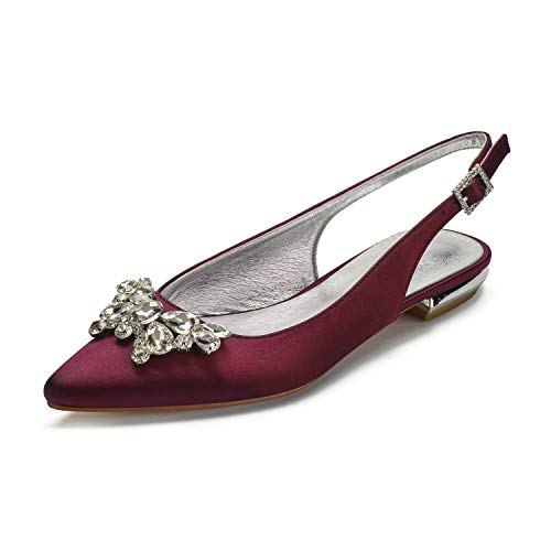 ZZQCCHL Damen Satin Braut Ballerinas Schuhe Slingback Spitze Spitze Hochzeit Party Kleid Pumps Formelles Ballett Ballerinas Schuhe,Burgundy,36 EU ZZQCCHL Damen Satin Braut Ballerinas Schuhe Slingback Spitze Spitze Hochzeit Party Kleid Pumps Formelles Ballett Ballerinas Schuhe,Burgundy,36 EU von ZZQCCHL