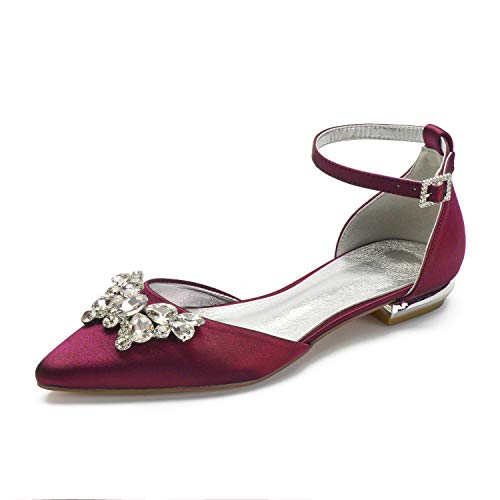 ZZQCCHL Damen Satin Braut Ballerinas Weiß Knöchelriemen Brautkleid Schuhe Spitze Zeh Ballerinas Schuhe,Burgundy,38 EU ZZQCCHL Damen Satin Braut Ballerinas Weiß Knöchelriemen Brautkleid Schuhe Spitze Zeh Ballerinas Schuhe,Burgundy,38 EU von ZZQCCHL