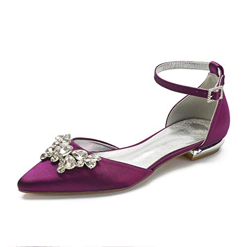 ZZQCCHL Damen Satin Braut Ballerinas Weiß Knöchelriemen Brautkleid Schuhe Spitze Zeh Ballerinas Schuhe,Lila,37 EU ZZQCCHL Damen Satin Braut Ballerinas Weiß Knöchelriemen Brautkleid Schuhe Spitze Zeh Ballerinas Schuhe,Lila,37 EU von ZZQCCHL