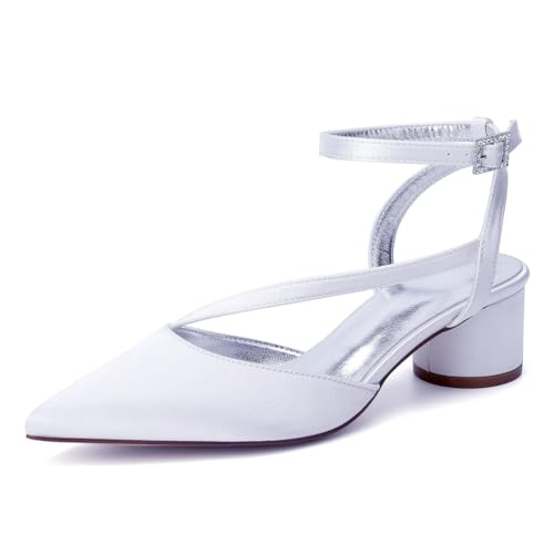 ZZQCCHL Damen Satin Knöchelriemen Brautschuhe Slingback Spitze Spitze Brautkleid Sandalen Abschlussball Party Court Pumps,Weiß,36 EU ZZQCCHL Damen Satin Knöchelriemen Brautschuhe Slingback Spitze Spitze Brautkleid Sandalen Abschlussball Party Court Pumps,Weiß,36 EU von ZZQCCHL