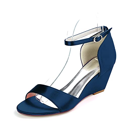 ZZQCCHL Damen Satin Offene Spitze Brautschuhe Keilabsatz Knöchelriemen Braut Pumps Formeller Tanz Abendkleider Sandalen,Marine,40 EU ZZQCCHL Damen Satin Offene Spitze Brautschuhe Keilabsatz Knöchelriemen Braut Pumps Formeller Tanz Abendkleider Sandalen,Marine,40 EU von ZZQCCHL
