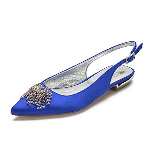 ZZQCCHL Damen Satin Slingback Braut Flat Slip On Low Heel Brautschuhe Abschlussball Party Spitze Spitze Pumps,Blau,41 EU ZZQCCHL Damen Satin Slingback Braut Flat Slip On Low Heel Brautschuhe Abschlussball Party Spitze Spitze Pumps,Blau,41 EU von ZZQCCHL