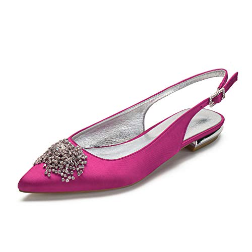 ZZQCCHL Damen Satin Slingback Braut Flat Slip On Low Heel Brautschuhe Abschlussball Party Spitze Spitze Pumps,Fuchsia,40 EU ZZQCCHL Damen Satin Slingback Braut Flat Slip On Low Heel Brautschuhe Abschlussball Party Spitze Spitze Pumps,Fuchsia,40 EU von ZZQCCHL