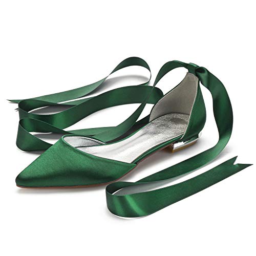 ZZQCCHL Damen Spitze Ballerina Ballerinas Satin Hochzeit Sandalen Niedrige Absätze Braut Pumps Abend Party Courtschuhe,Grün,38 EU ZZQCCHL Damen Spitze Ballerina Ballerinas Satin Hochzeit Sandalen Niedrige Absätze Braut Pumps Abend Party Courtschuhe,Grün,38 EU von ZZQCCHL