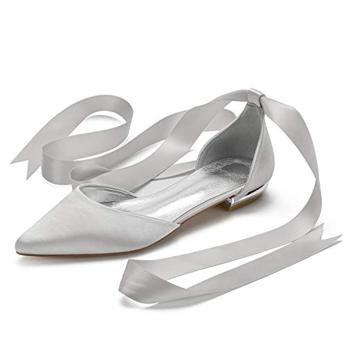 ZZQCCHL Damen Spitze Ballerina Ballerinas Satin Hochzeit Sandalen Niedrige Absätze Braut Pumps Abend Party Courtschuhe,Silber,38 EU ZZQCCHL Damen Spitze Ballerina Ballerinas Satin Hochzeit Sandalen Niedrige Absätze Braut Pumps Abend Party Courtschuhe,Silber,38 EU von ZZQCCHL